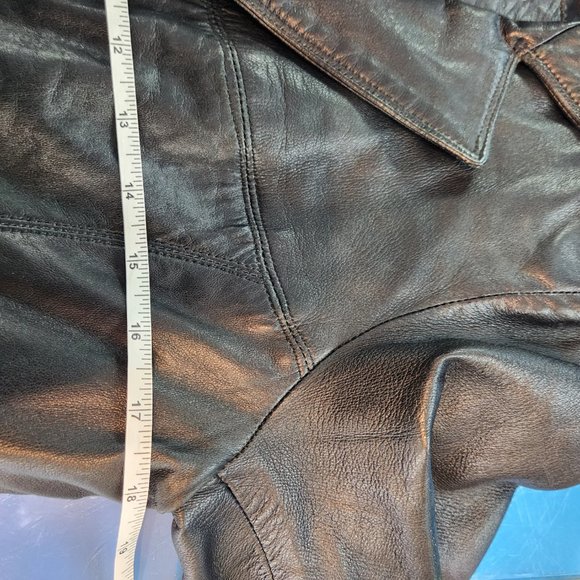 Vintage Abaci Leather Men's Trench Coat Black - Size Medium - Picture 4 of 6